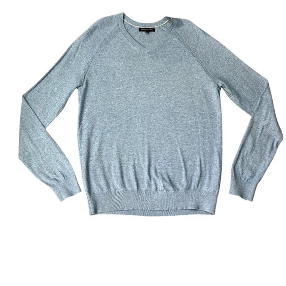 Banana Republic Sweater Men's Size Medium Blue Cotton Lightweight V-Neck Knit - Picture 1 of 8